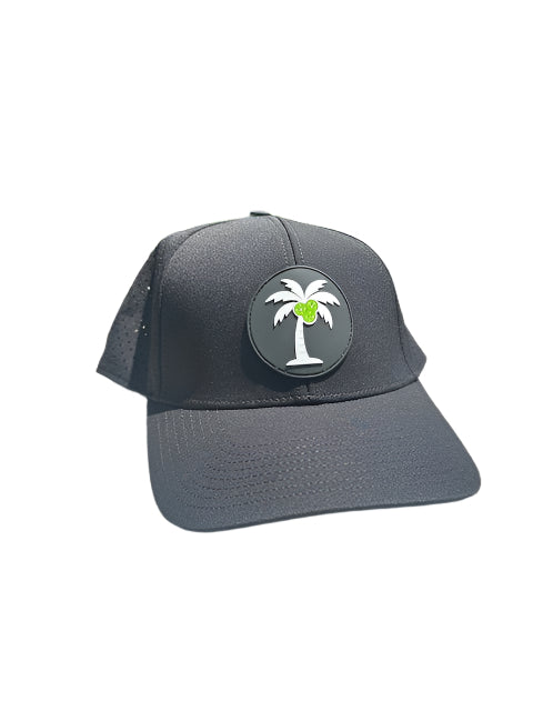 Black Pickleball Palm Tree Snapback Hat