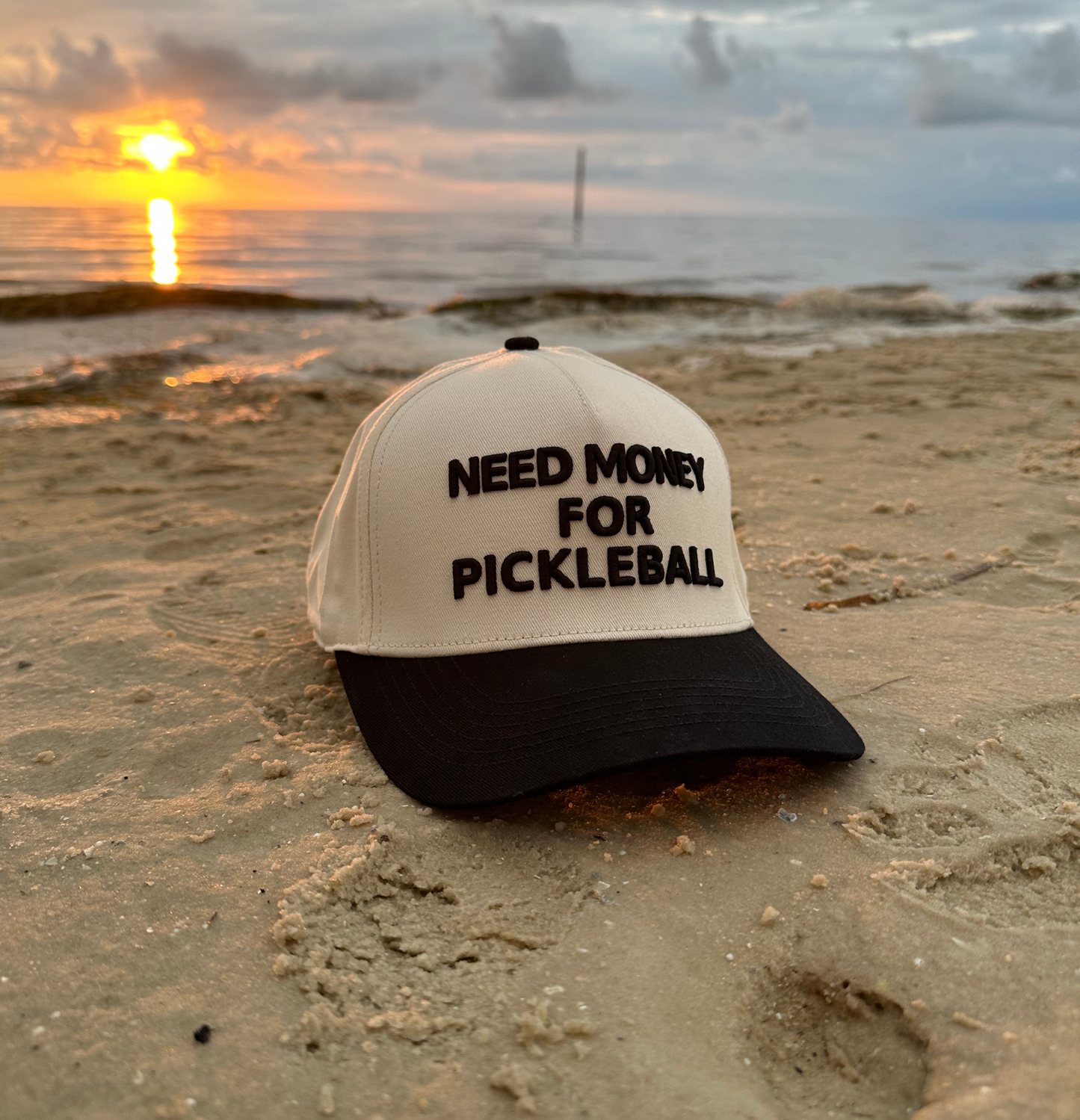 Cream/Black "Need Money For Pickleball" Snapback Hat
